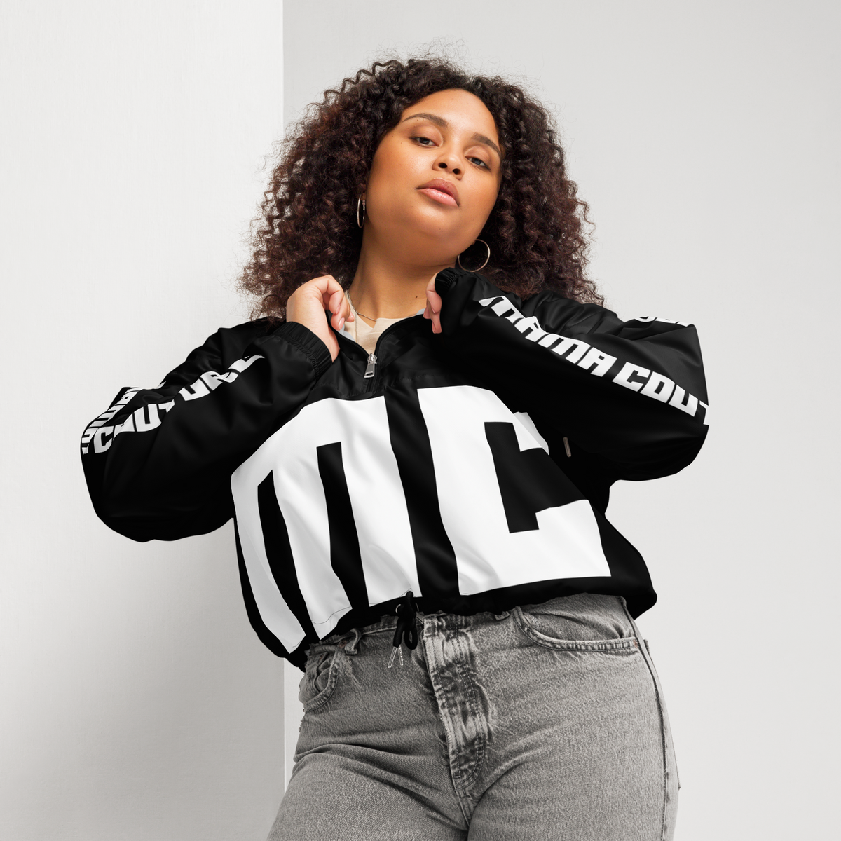 M.C. Studio Black & White 01 Women’s Cropped Windbreaker