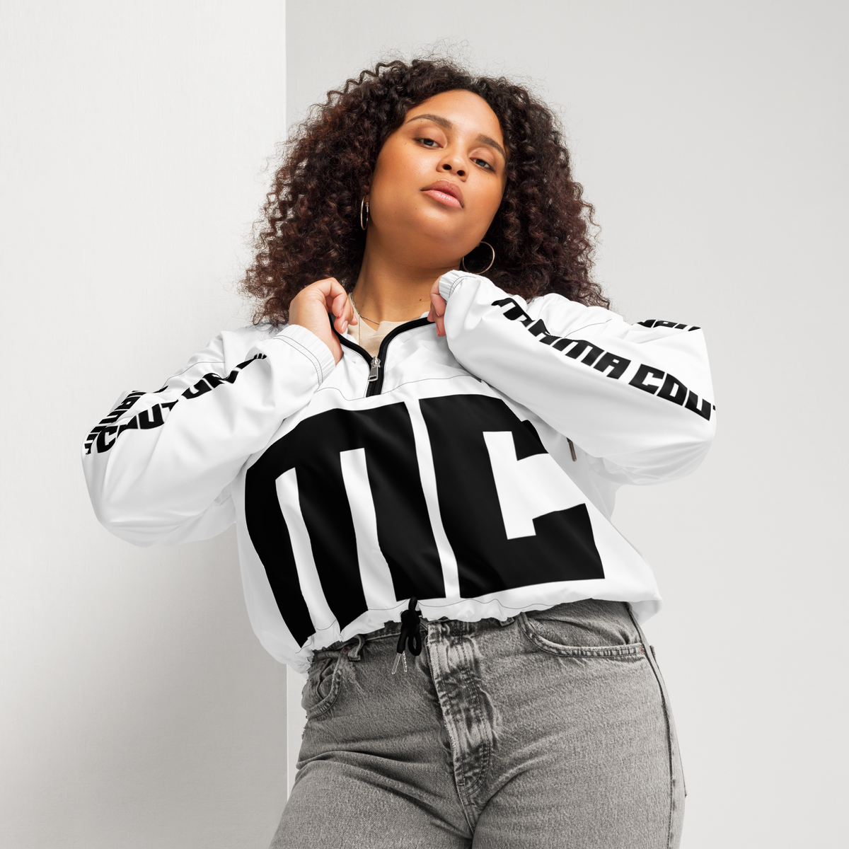 M.C. Studio Black & White 02 Women’s Cropped Windbreaker