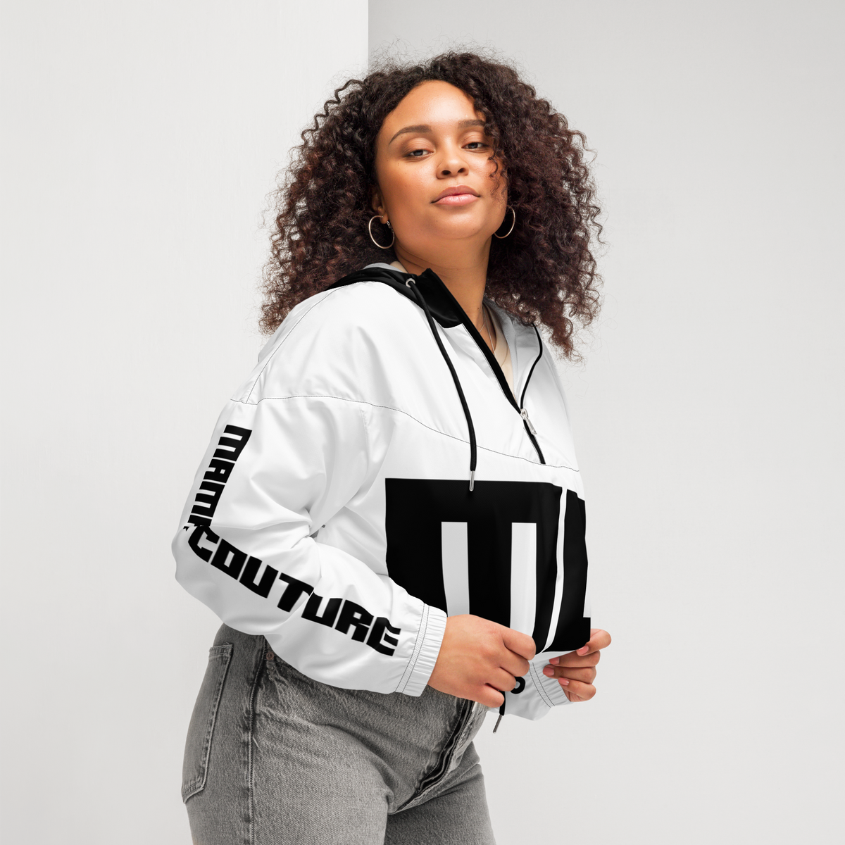 M.C. Studio Black & White 02 Women’s Cropped Windbreaker