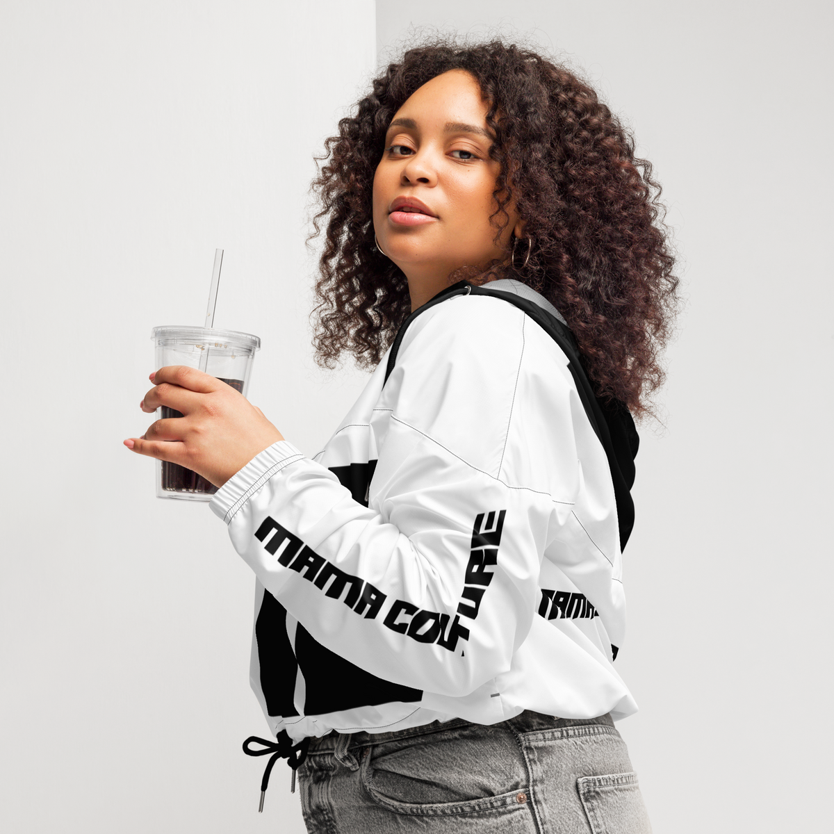 M.C. Studio Black & White 02 Women’s Cropped Windbreaker