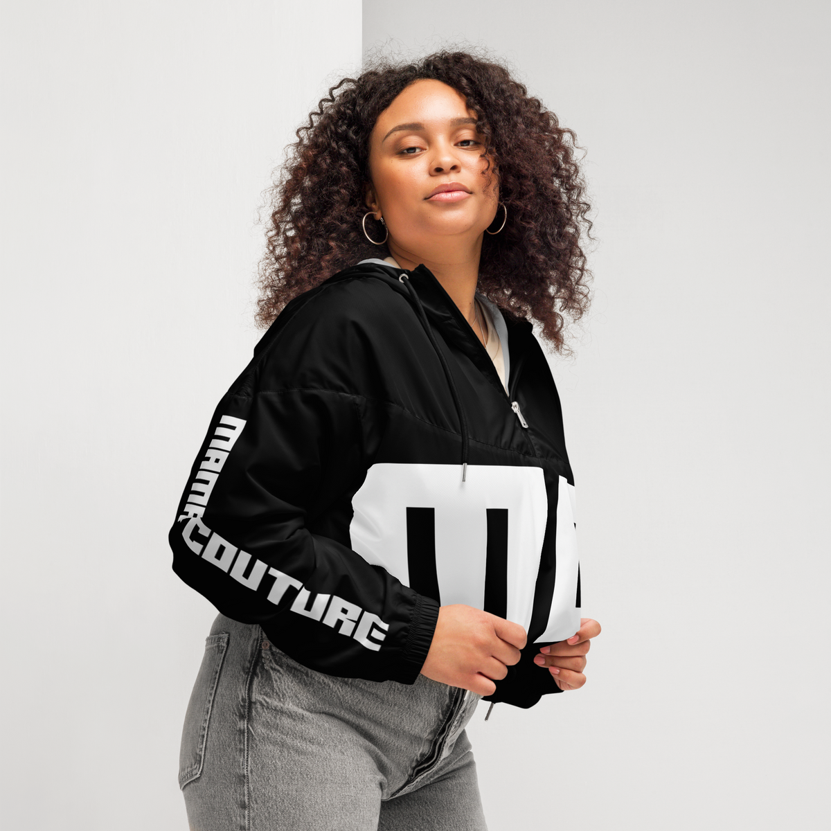 M.C. Studio Black & White 01 Women’s Cropped Windbreaker